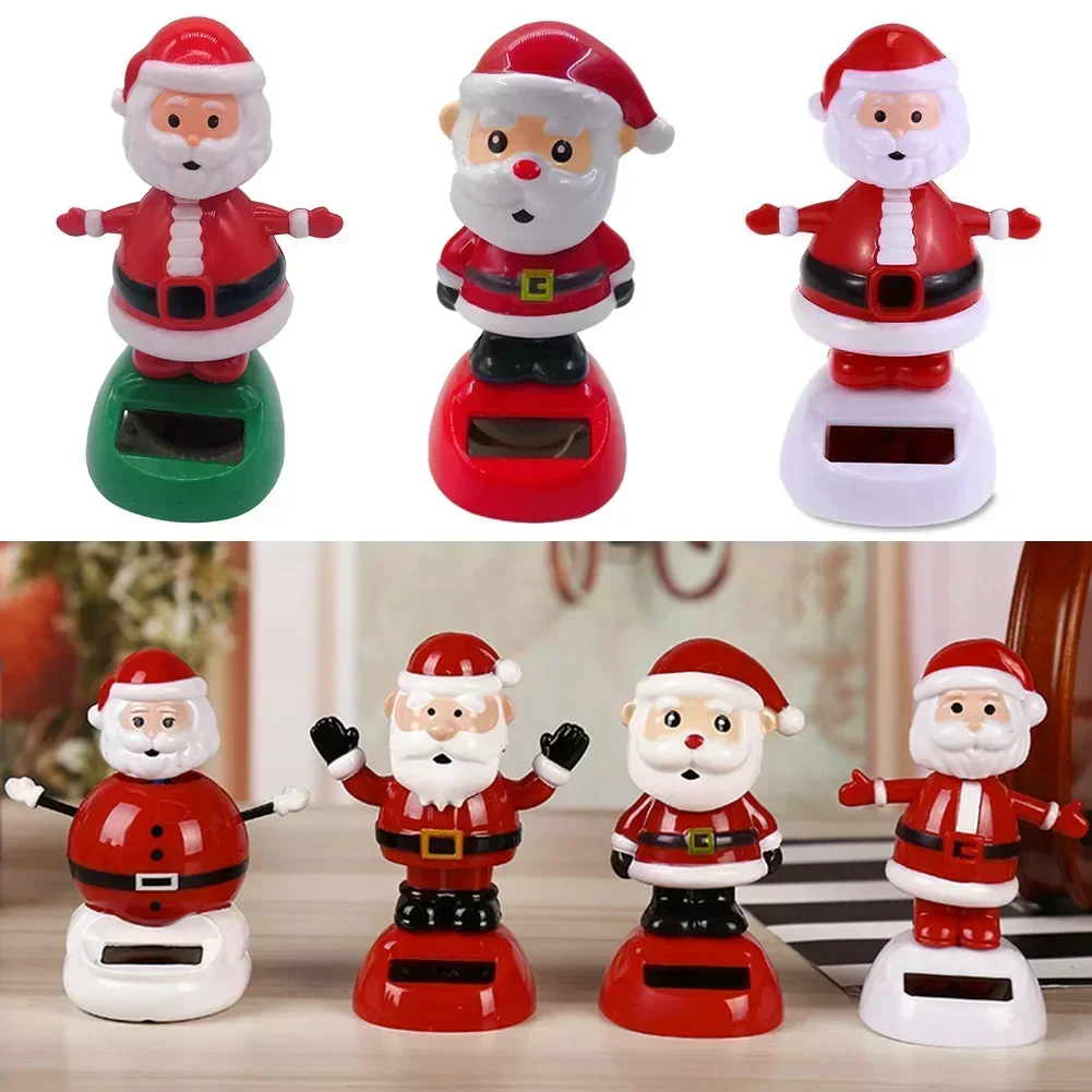 Christmas Series Swinging Solar Doll Car Ornament Funny Santa Claus Snowman Solar Swinging Doll Desktop Decoration