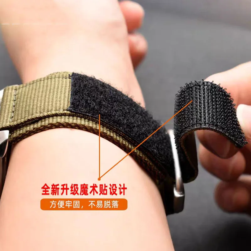 22mm 24mm Thick and Durable Nylon Hook and Loop Fastener Watch Strap for Bell Ross BR01 BRO3 Waterproof Watchbands