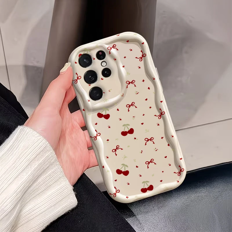 Handyhüllen für Samsung Galaxy A57 A56 A55 5G A15 A16 A35 A17 A37 A36 A54 S26 S25 S24 Ultra S22 Plus S23 FE Kirschblüten-Schleifenmuster Cover – Detail 4