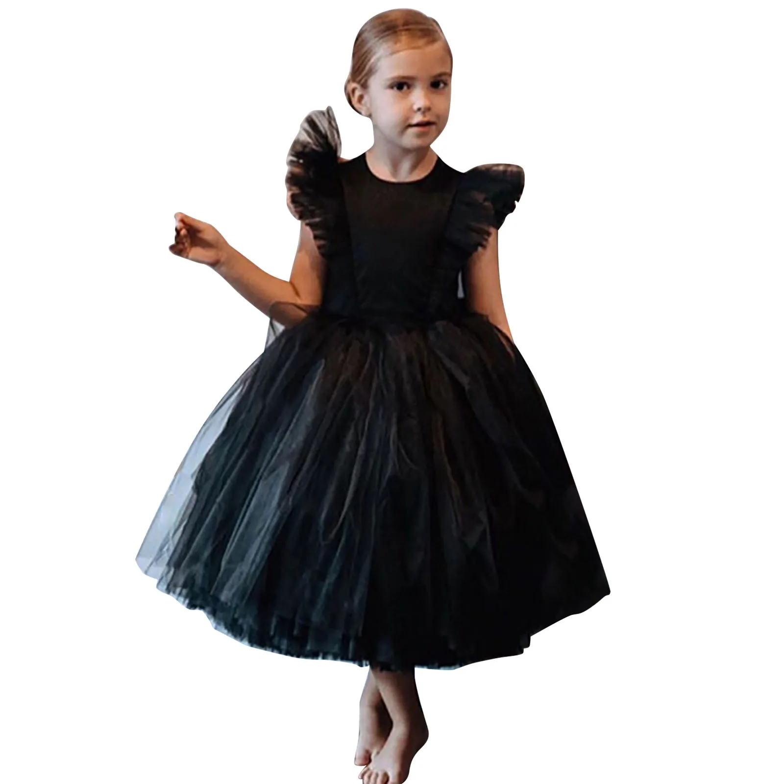 Elegantes Mädchen Flauschiges Prinzessin Kleid Blume Baby Hochzeitszeremonie Kostüm Geburtstag Outfits Weiß Niedliches Tutu Kleid Kinder Gala Kleidung