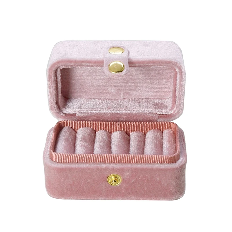 Mini Flip-top Ring Box Portable Stud Earrings Jewelry Box Oval Velvet Ring Storage Box Jewelry Boxes And Packaging