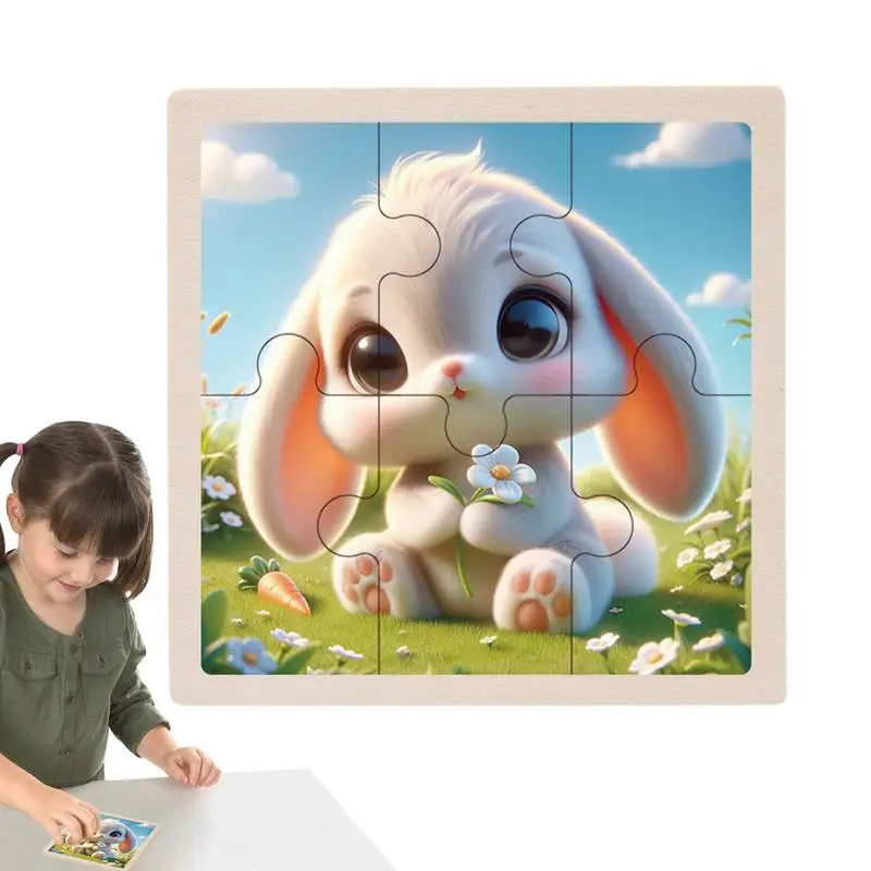 Wood Jigsaw Puzzles Game Funny Kids Rabbit 6-piece Puzzle Board Game Animal Shaped Jigsaw Puzzles For Boys Girls Kids Home Car