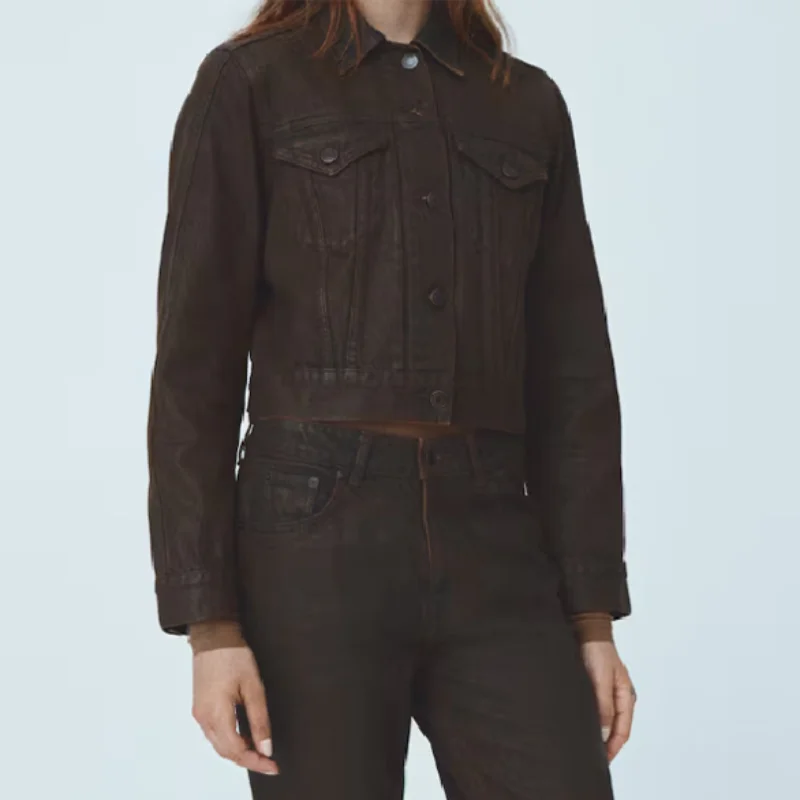 

Винтажная короткая джинсовая куртка, модная, шикарная, универсальная, модная, стильная, классическая, облегающая, уличная одежда, осенняя женская крутая верхняя одежда