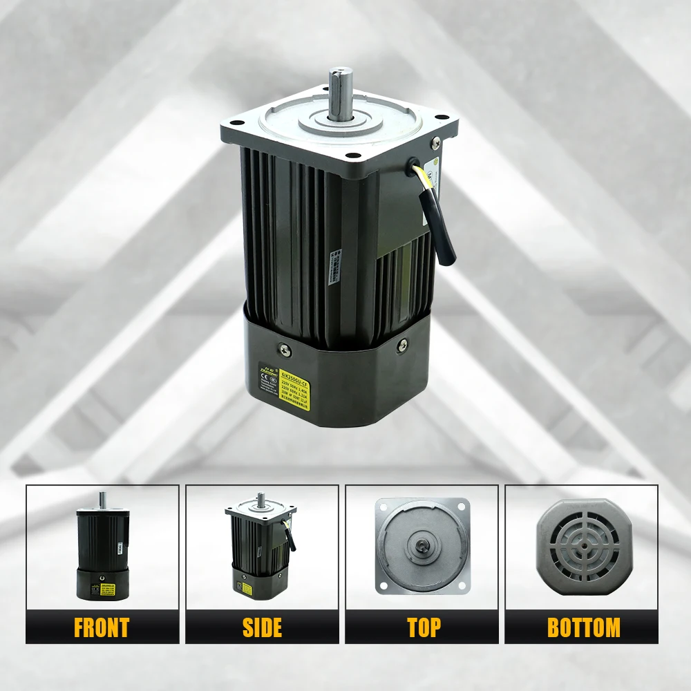 มอเตอร์เกียร์เหนี่ยวนำ HLTNC 250W AC 110V 220V 50/60Hz ความเร็วรอบ 1400 ถึง 5 รอบต่อนาที หน้าแปลน 104 มม. สำหรับเครื่องจักร CNC และเครื่องบรรจุภัณฑ์