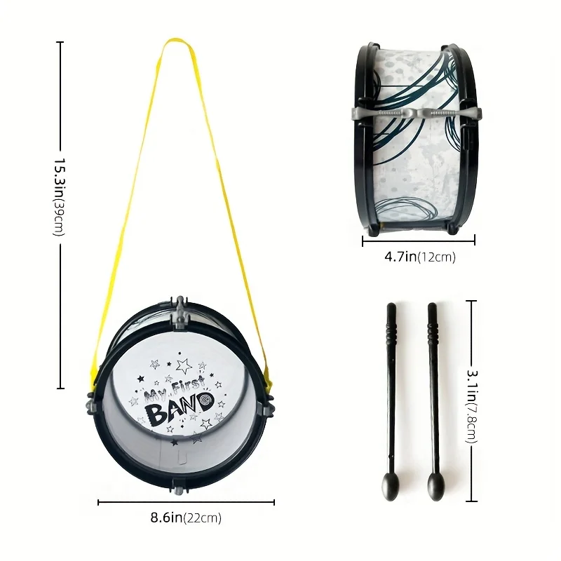 어린이 드럼 세트, 8.6 인치 악기, 드럼 스틱 2 개, 어린이 교육 장난감 학습, 소년 소녀 선물