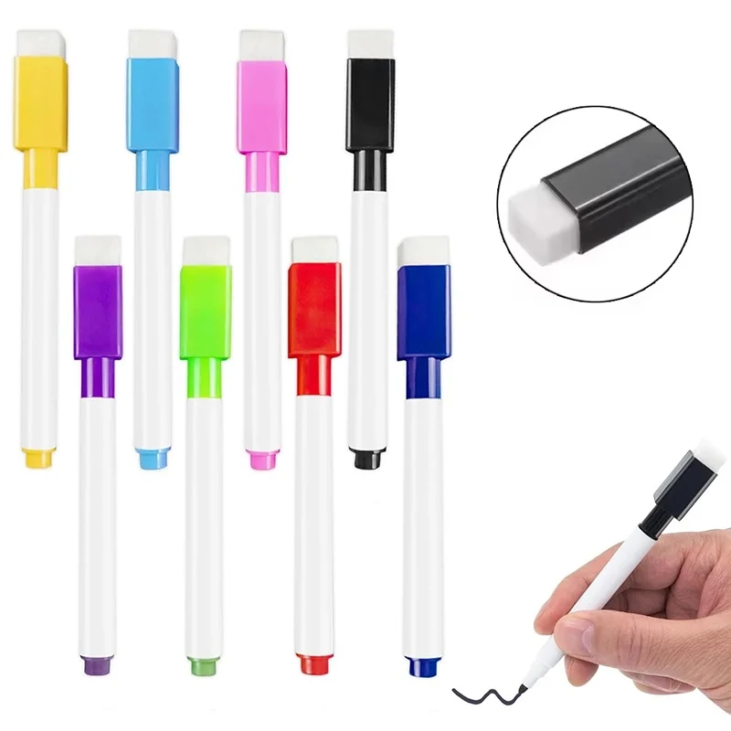 6/8Pcs Magnetic Erasable Whiteboard Pen Color Options For Blackboard Note Writing Quick Dry Marker Ink Office Writing Supplies