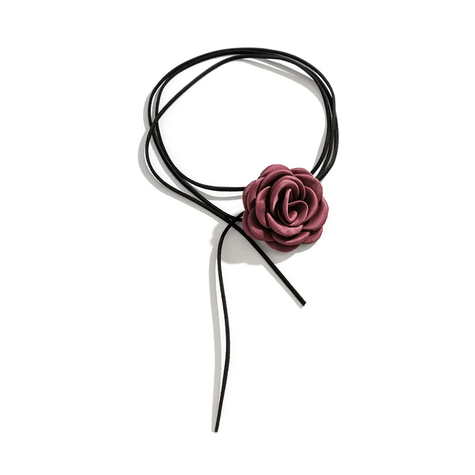 Romantische Gothic Große Rose Blume Schlüsselbein Kette Halskette für Frauen Damen Koreanische Mode Einstellbare Seil Halsband Y2K Zubehör – Detail 18