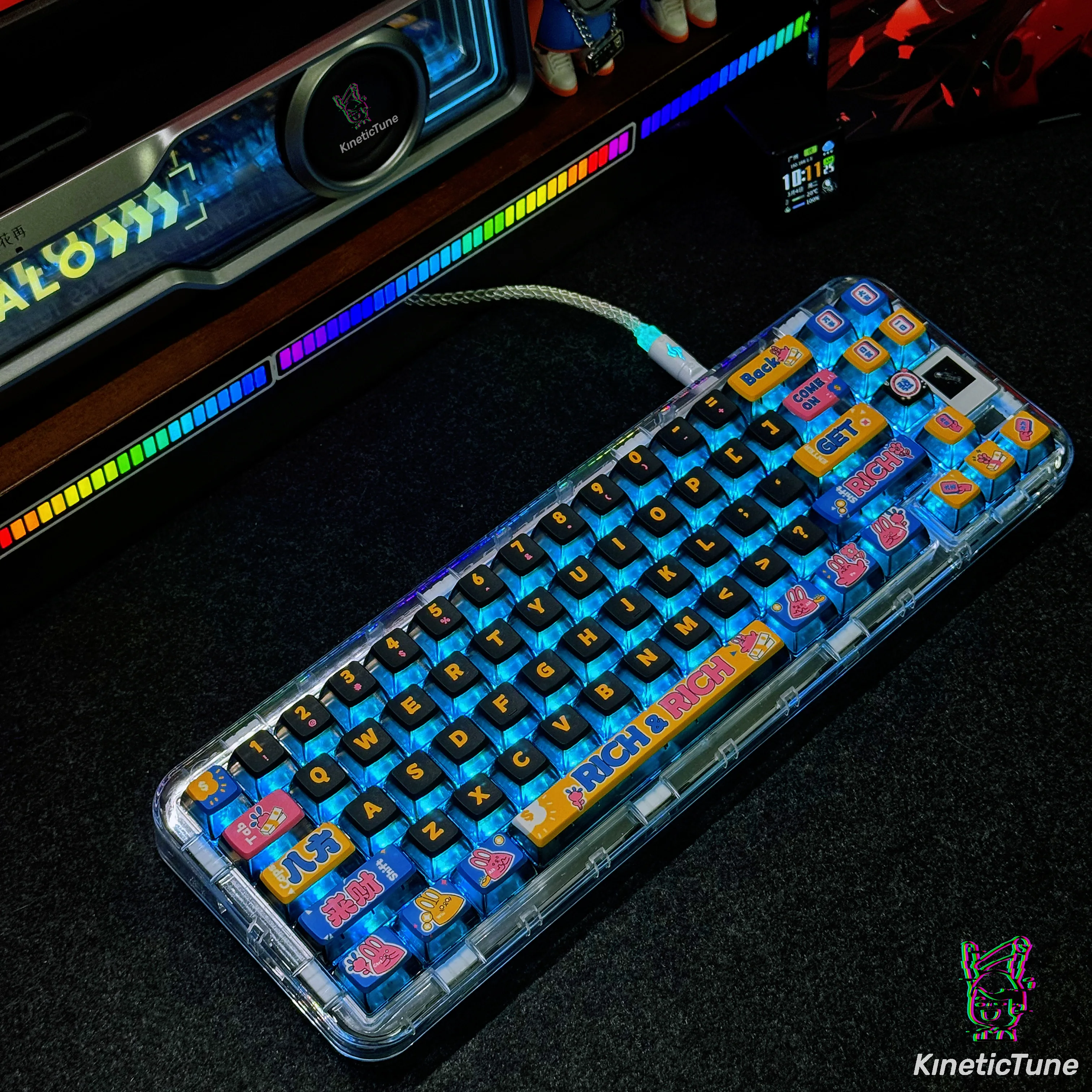 Bafanglai Keycap Puding Penetrasi Empat Sisi Adaptor Sublimasi PBT Keyboard Sumbu Magnetik 68/75/84/87/98