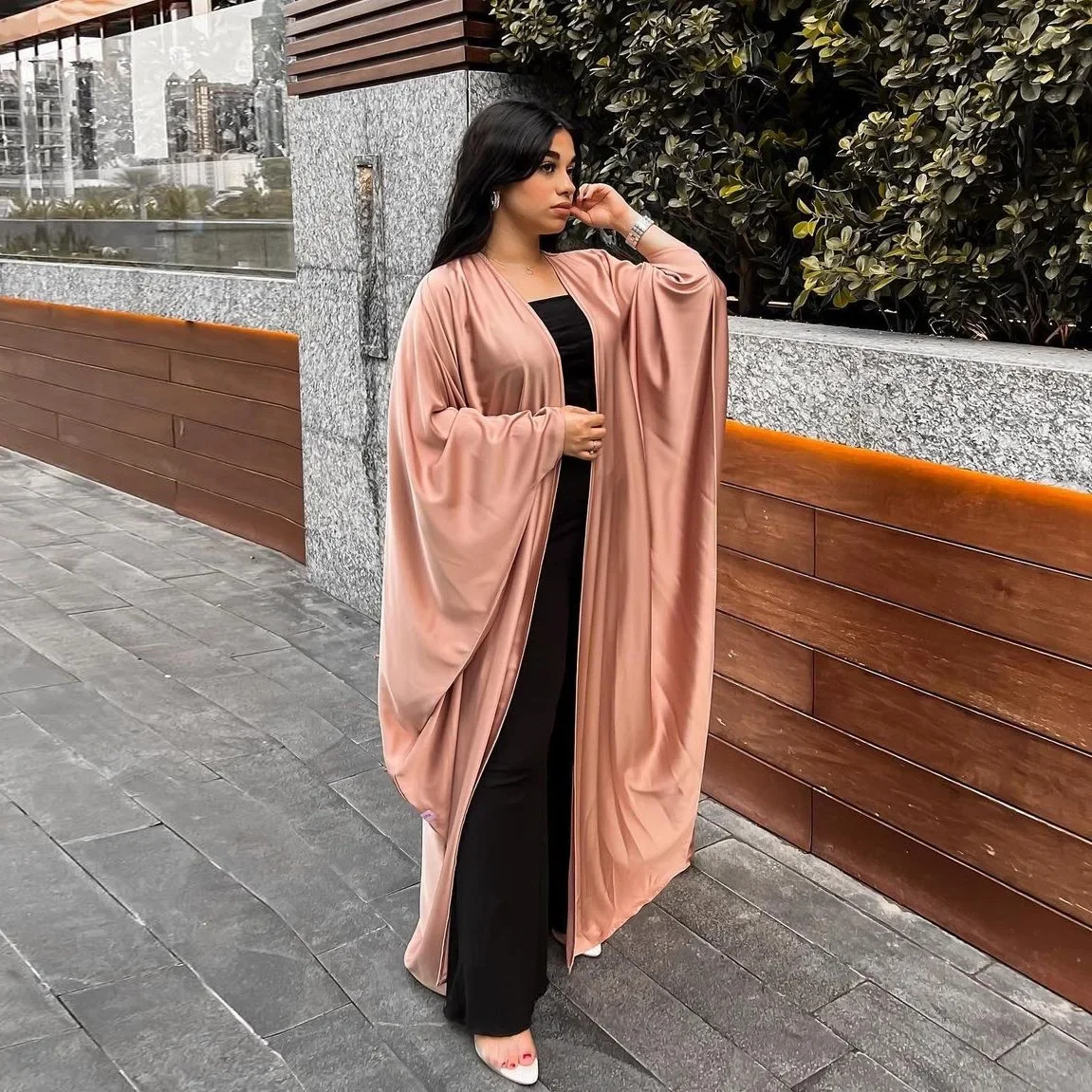 

Satin Abayas for Women Muslim Long Dress Turkey Kaftan Dubai Kimono Cardigan Islam Jalabiya Caftan Marocain Femme Robe Kebaya
