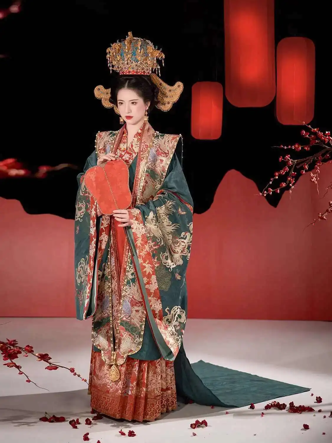 

Weaving Department [Like Drums And Qin] Song Dynasty Hanfu Xiapei Large Sleeve Shirt Hundred Pleats Skirt Full Set Bride Wedding