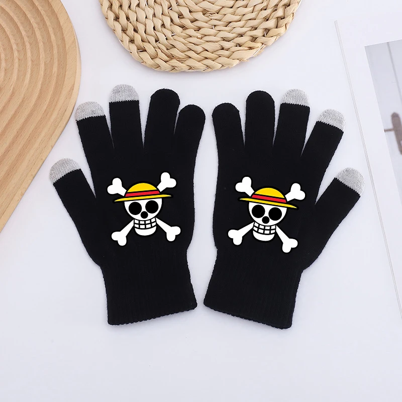 One Piece Adult Gloves Anime Cartoon Screen Gloved Teenager Finger Gloves Winter Keep Warm Mittens Fashion Glove Birthday Gift