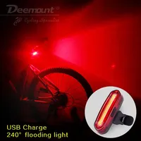 Deemount Rechargeable COB LED USB Mountain Bike Tail Light Taillight MTB Safety Warning Bicycle Rear Light Bicycle Lamp