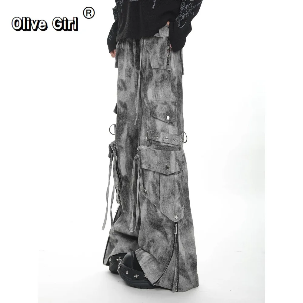 حجم كبير بنطلون جينز نسائي عالي الشارع سروال دينم نسائي فيبي واسع الأرجل سحب كبير الحجم مثير فتاة فضفاضة بانت