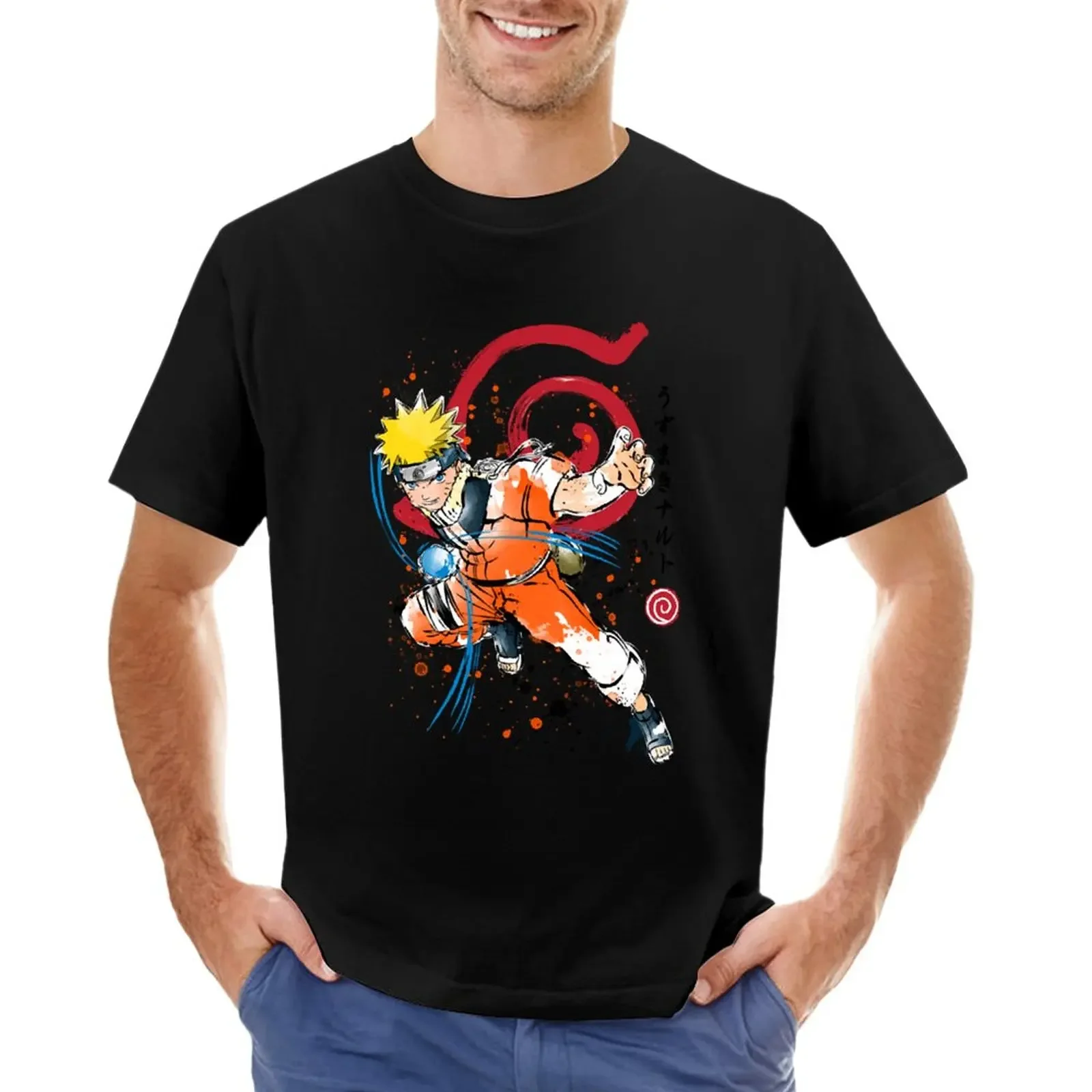 summer top plain big and tall for men Fury of the Rasengan T-Shirt vintage Summer  New Arrival  anime clothes streetwear