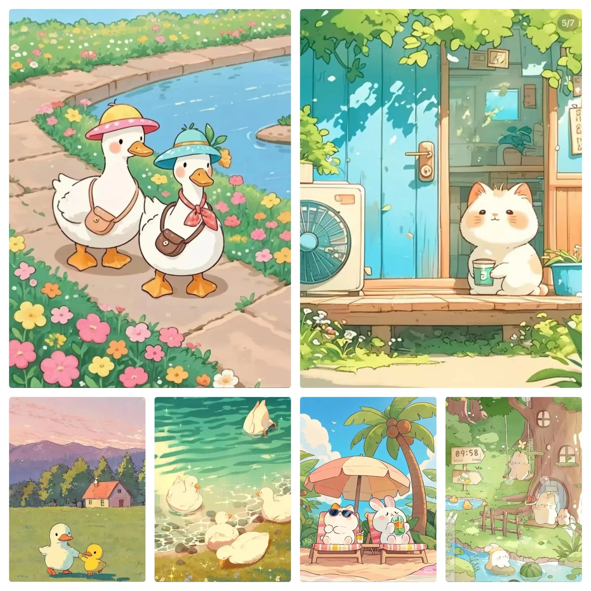 DIY Whimsical Farm Duck Cat Scenery Jigsaw Puzzles 500/1000/1200/2000PCS Handmade Art Exquisite Home Decor Gift No Frame
