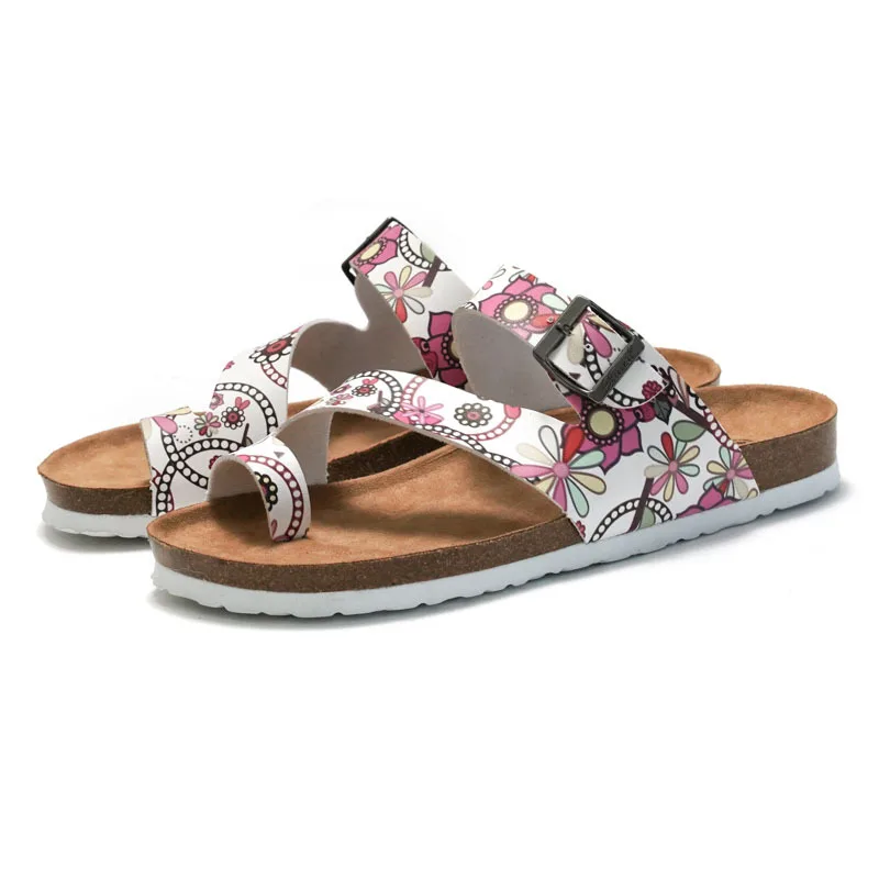 

New Women's Cork Slippers Summer Soft Wood Sandals Flip Flops Slides Comfortable Ladies Slippers High Heel T-Strap Rubber Out...