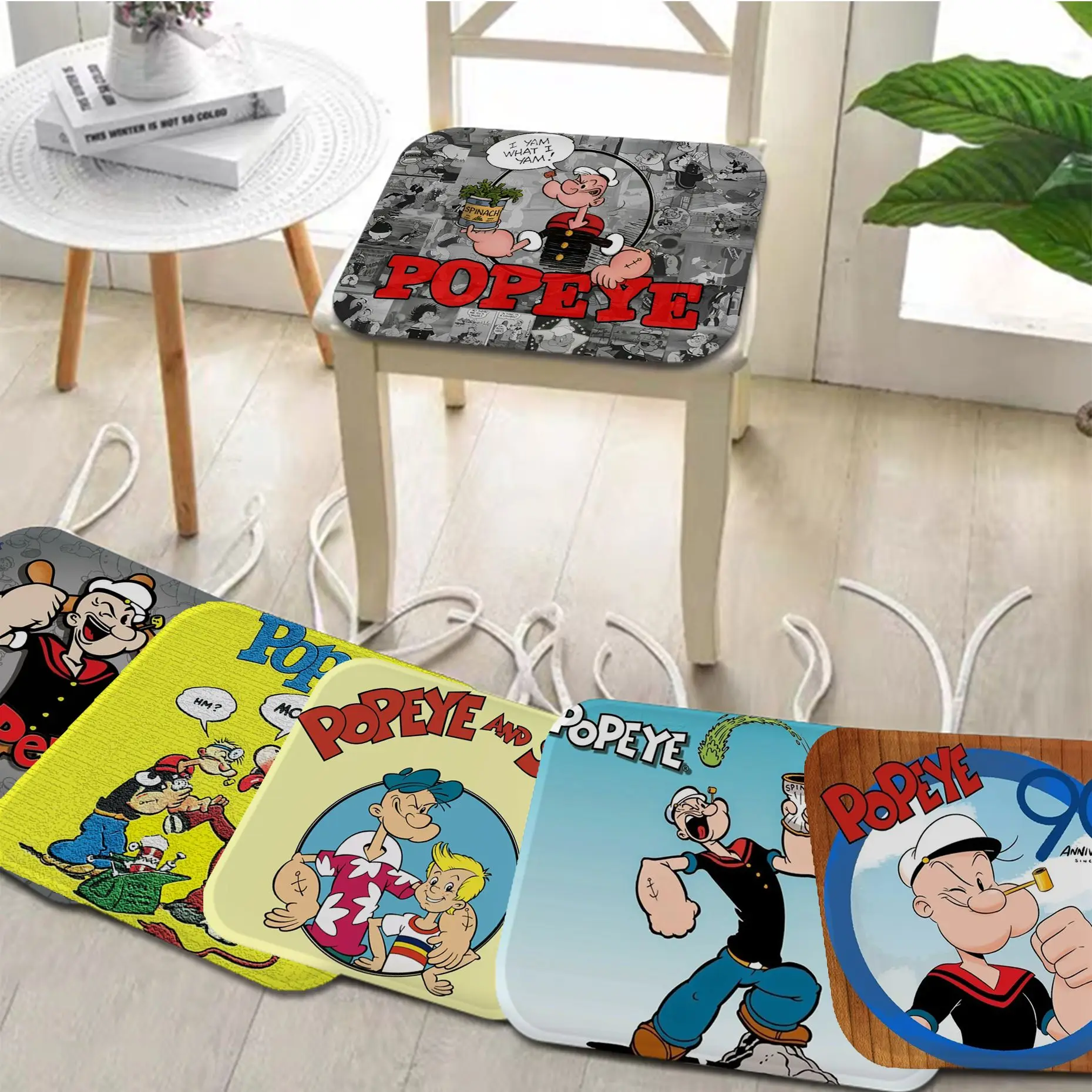 Cute Cartoon P-Popeye Cushion Mat Tie Rope Dining Chair Cushion Circular Decoration Seat For Office Desk Cushions Home Decor