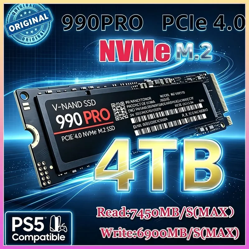 New M.2 990 PRO NVMe SSD PCIe Gen4 High Performance Internal Drive 2TB 4TB Storage Upgrade For PS5 Desktop Laptop