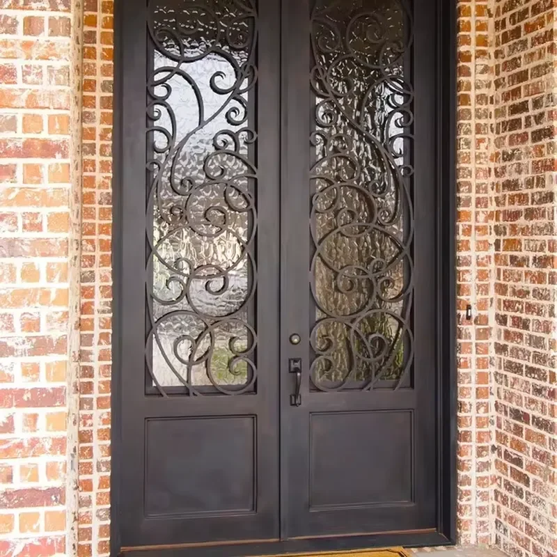 Prima Durable Hand Forged Wrought Iron Main Door with Ornamental Patterns for Residential and Commercial Use