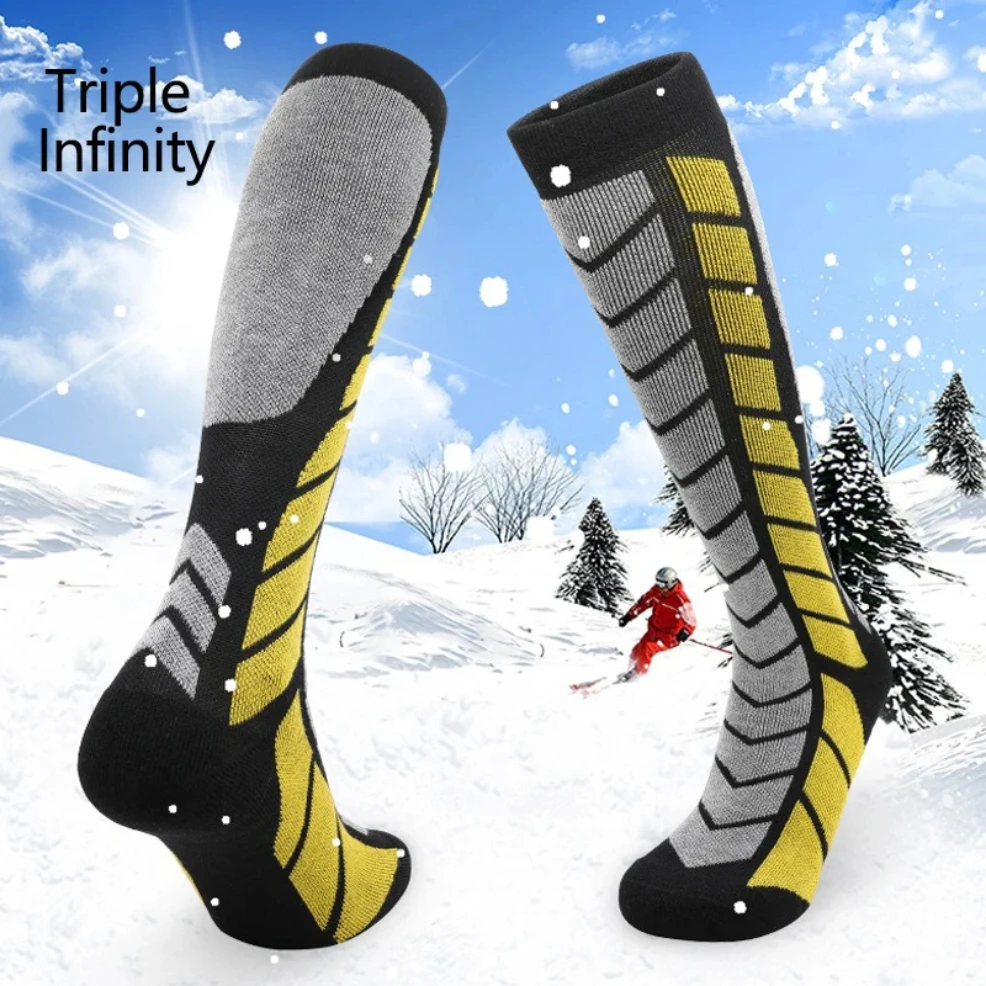 

New Winter Professional Ski Socks For Thick Warm Merino Wool Cycling Hiking Skiing Moisture Absorption Elastic Thermal Socks