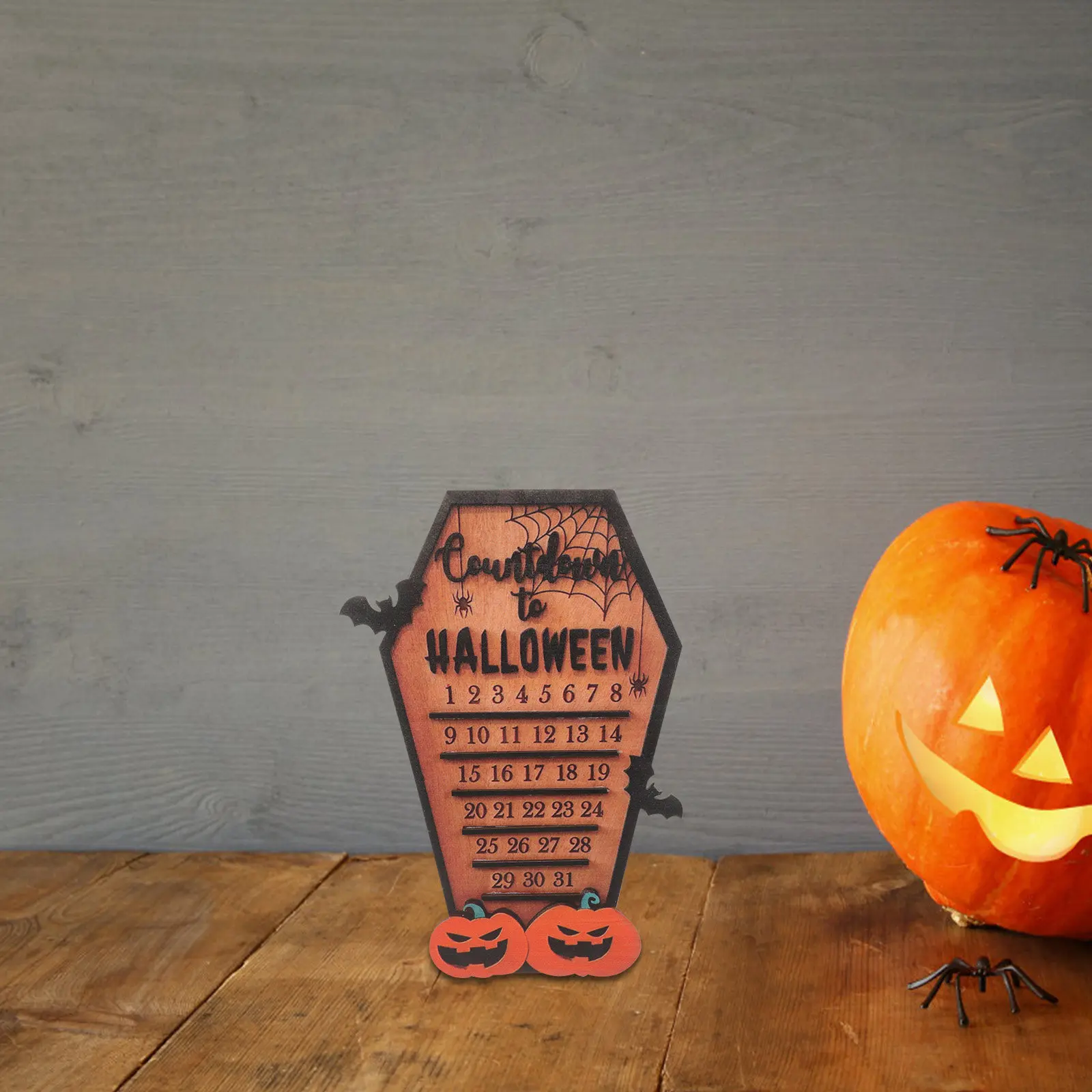 Halloween Countdown Calendar Wood Coffin Design Reusable Digital Number Decoration Home Halloween Ornament Festive Countdown