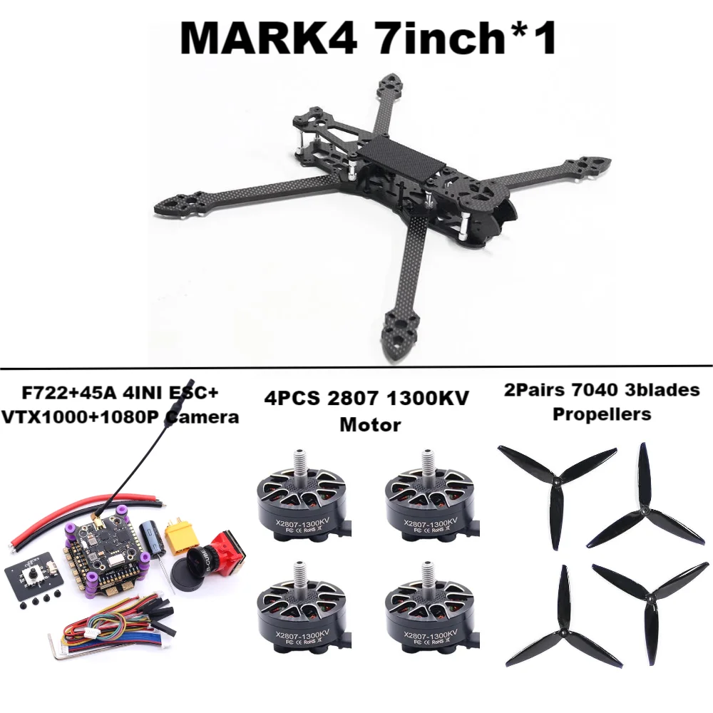 Rctosky MARK4 F722 비행 제어, FPV 탄소 섬유 PV 레이싱 드론, 프리스타일 쿼드콥터, 45, 60A, 4INI ESC 랙 드론, 7 인치