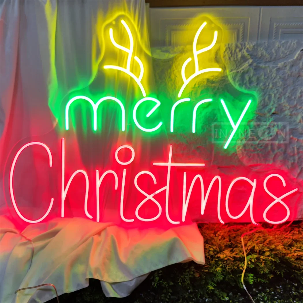 

Merry Christmas Neon Sign Light Powered for Bedroom Home Party Christmas Holiday Atmosphere Lights LED Wall USB Decor Neon Light