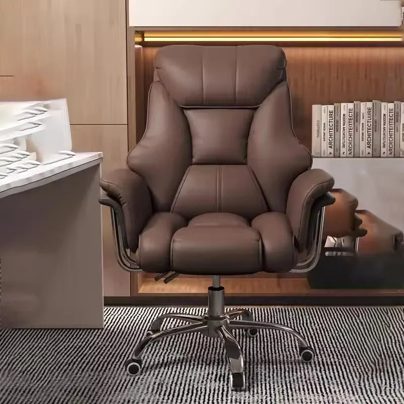 Kursi kantor ergonomis gaya Retro roda abu-abu desain rileks kursi game kursi putar tingkat lanjut furnitur rumah