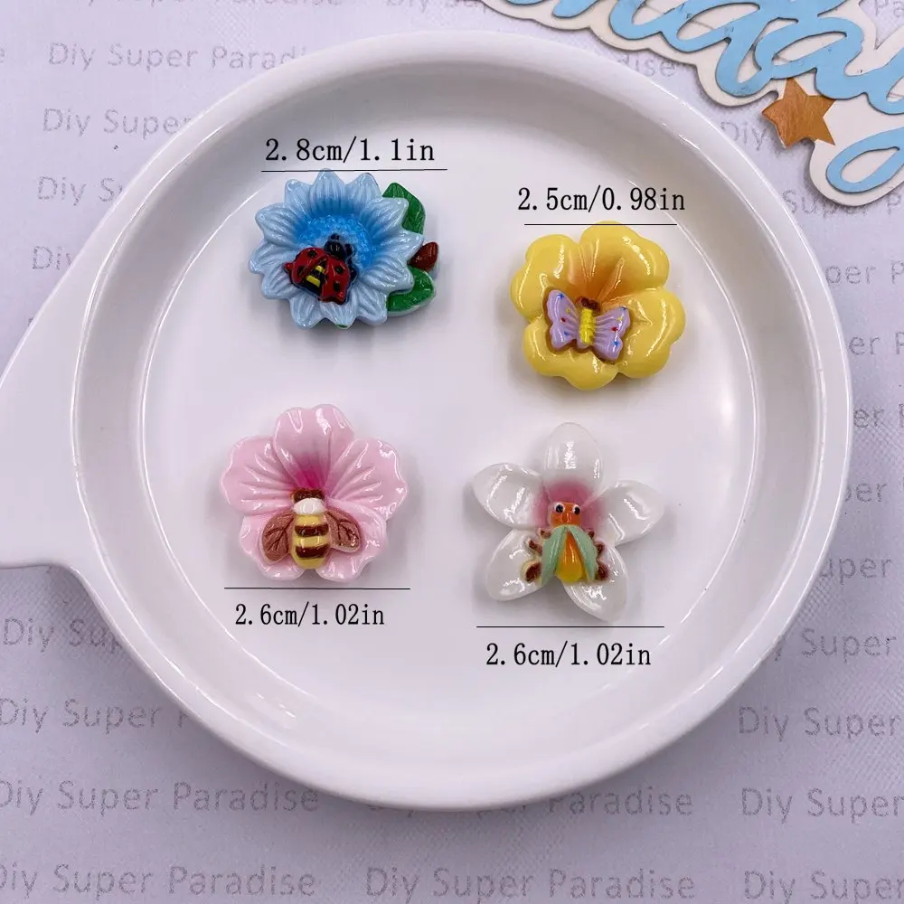 10pcs Mixed Resin Colorful 3D Cartoon Butterfly Bee Beetle Flower Figurines Flat back Stone Decor DIY Christmas Scrapbook Crafts