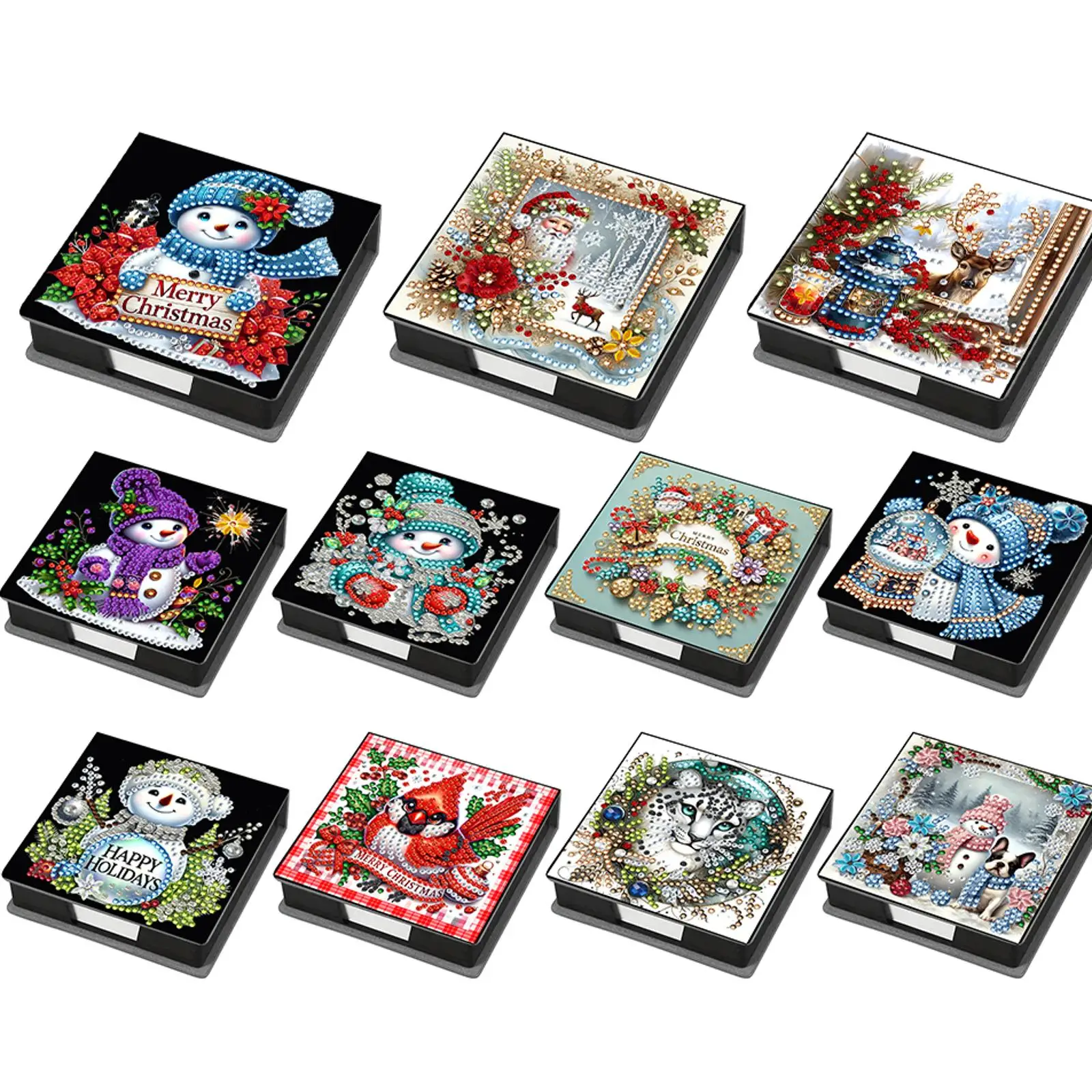 

5D DIY PU Diamond Painting Notecard Box with 160 Sheets Paper Self Adhesive Crystal Note Box Mosaic Kit for Home Office