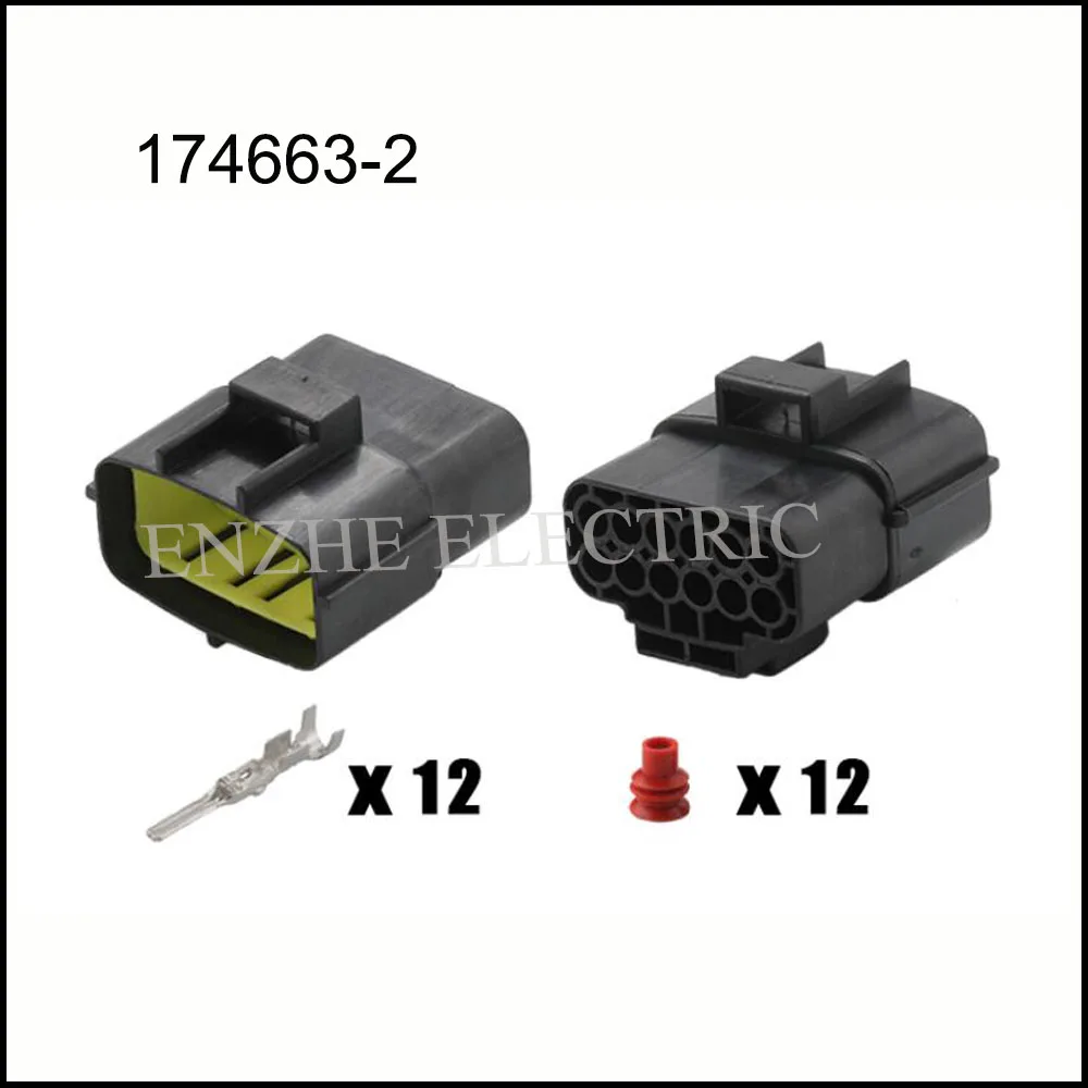 100Set 174663-2 174661-2 automotive Waterproof male female wire connector terminal plug 12 pin socket rubber seal