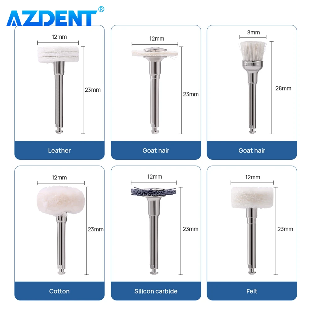 AZDENT-Kit de acabado de pulido Dental compuesto, pulidor de silicona RA de 2,35mm para pieza de mano de baja velocidad, 12 unids/lote por caja