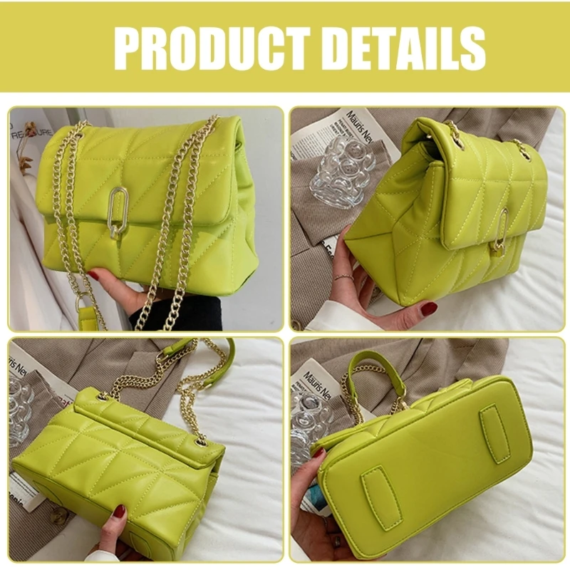 Candy Color Crossbody Bag for Women PU Leather Shoulder Bag Chain Messengers Bag