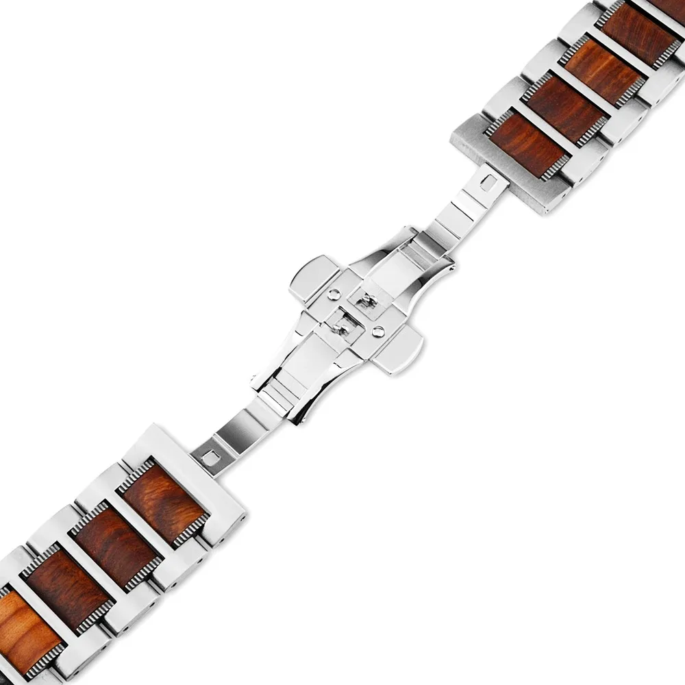 22mm Metal Red Sandalwood Strap For Amazfit T-Rex3 Pro 48mm/Bip 6-5 Butterfly Buckle Bracelet For Huawei Watch GT6-5-4 46mm Belt