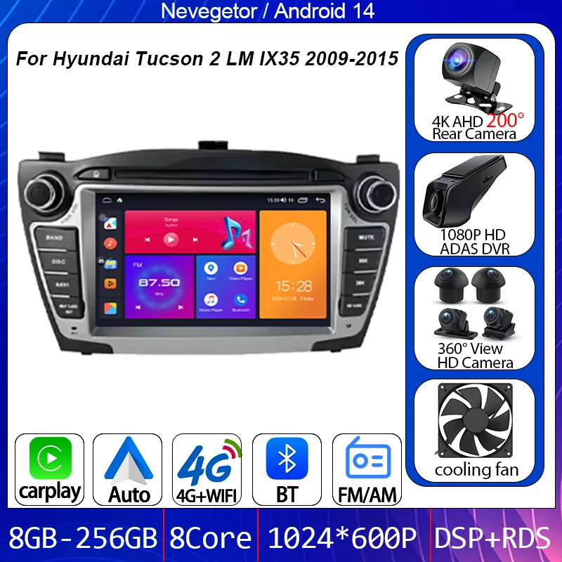 Auto Radio Android 13 Car For Hyundai Tucson 2 LM IX35 2009-2015 Multimedia Dash Cam Player Screen GPS Navigation Head Unit DVD