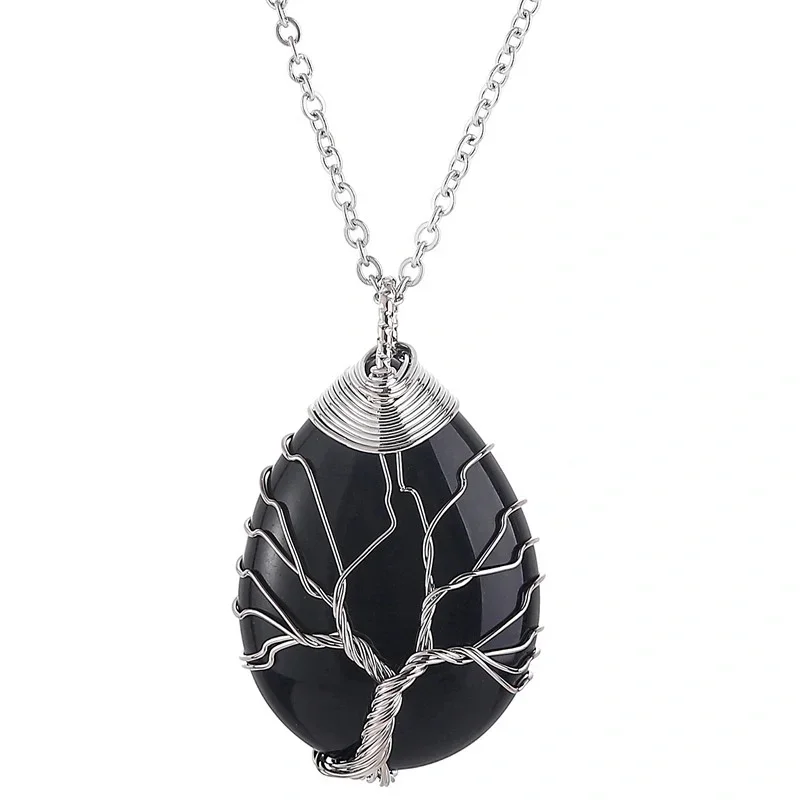 Baum des Lebens 7-Chakra-Halskette mit natürlichem Edelstein, Kristall-Energie-Heilung, handgefertigte Anhänger-Halskette, Yoga-Schmuck, Vintage für Frauen – Detail 19