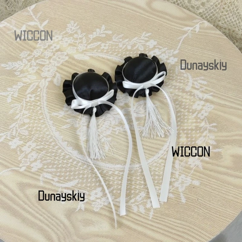 كعكة شعر لوليتا على الطراز الصيني كعكة مزدوجة كاواي مع ديكور زهور إكسسوار هاراجوكو بادي اللطيف هدية عيد الحب للهالوين