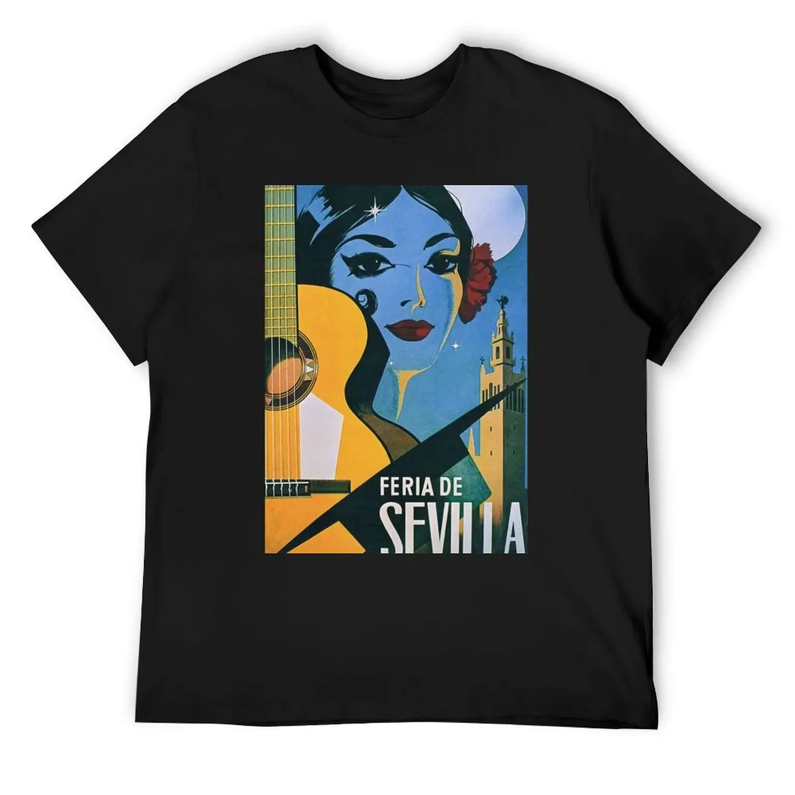 

Feria de Sevilla, Seville Spain Vintage Travel Poster T-Shirt Short sleeve tee summer top cheap stuff clothing for men