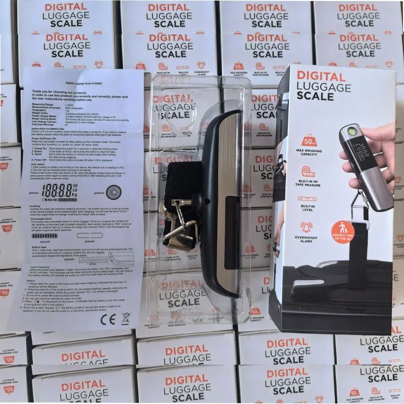 Tragbare elektronische Waage mit Regel, kleine 50 kg tragbare Mini-Hakenwaage für den Haushalt, hochpräzises Gepäckwaagegerät – Detail 11