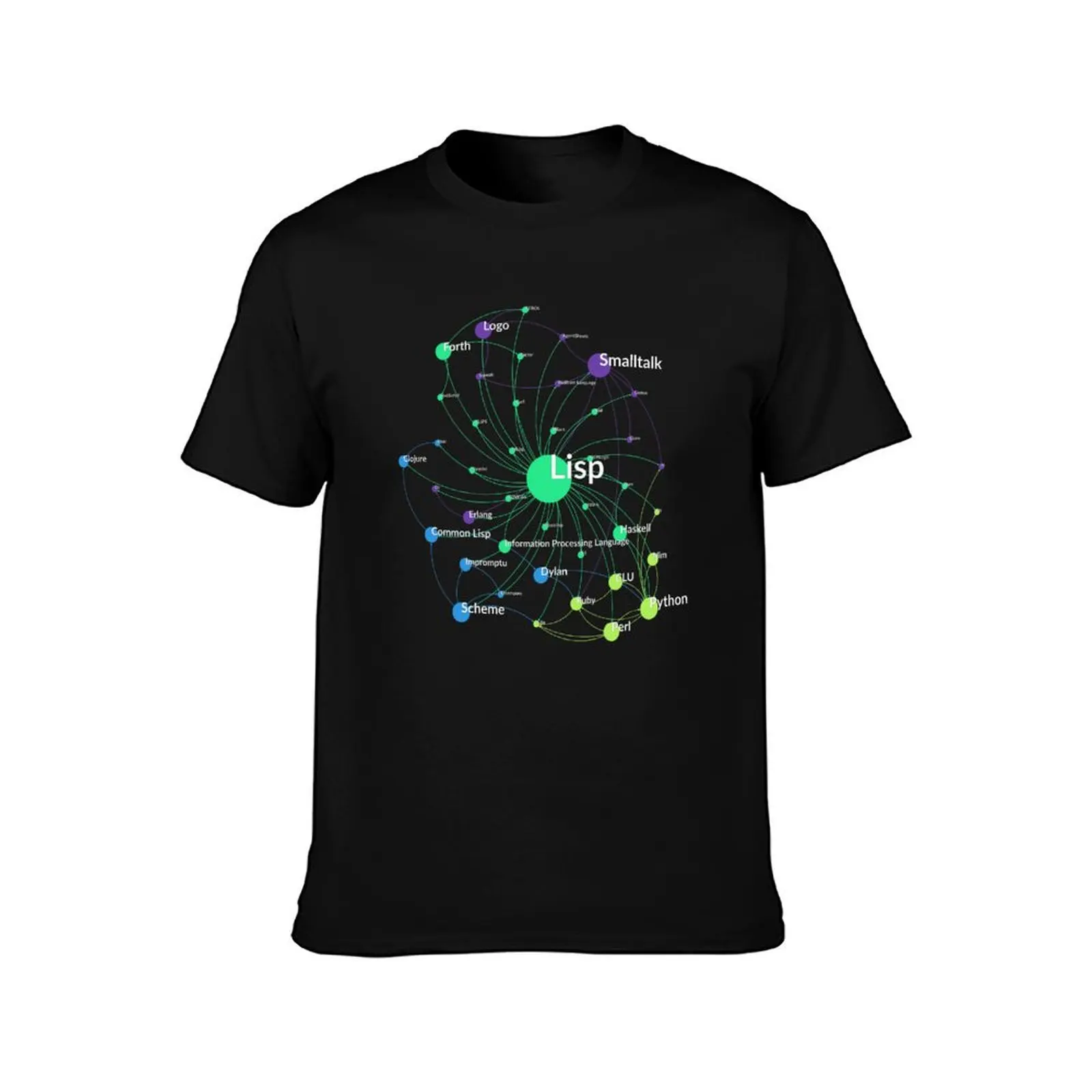 Lisp Programming Language Influence Network Graph T-Shirt street wear t shirt for men