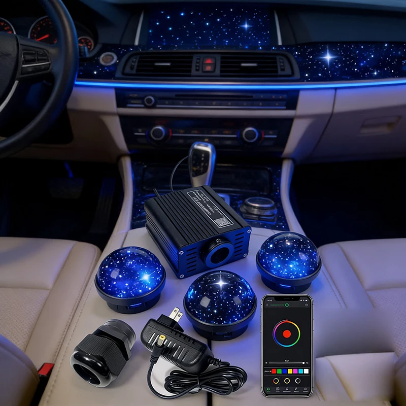 Lighting LED Smart APP Fiber Light Multicolor Optic engine RF Bluetooth control Cable Starry Effect Ceiling room car lamp  new