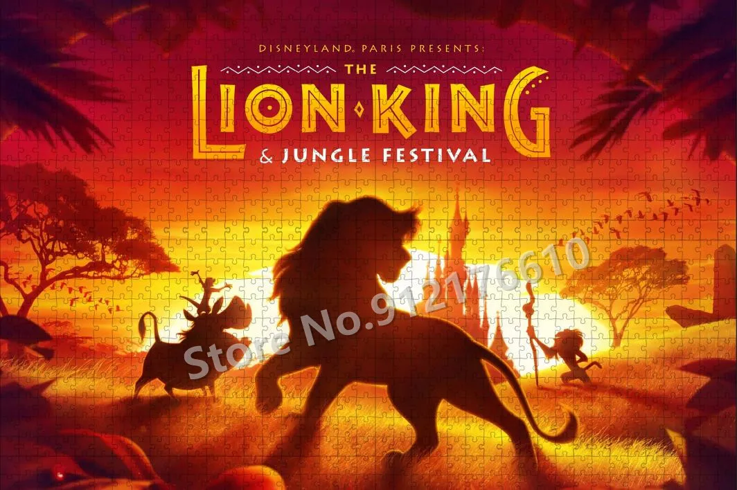 Disney Movies Wooden Puzzle 300/500/1000 Pieces Lion King Animals Jigsaw Puzzles Educational Decompressing for Adult Kids Toys