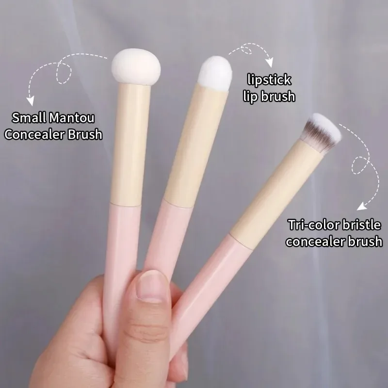3 Pincéis de Maquiagem com Cabeça de Esponja Macia em Formato de Cogumelo, Pincel para Corretivo, Aplicador de Batom e Pó Labial, Ferramentas Cosméticas para Base e Contorno