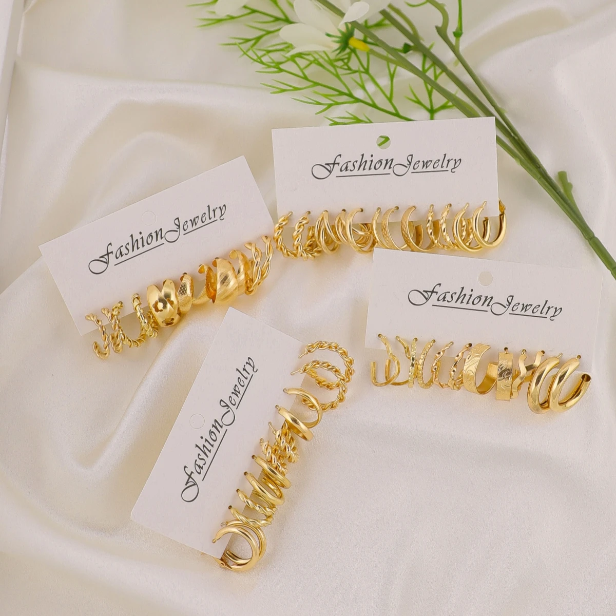 48 قطعة أقراط دائرية ذهبية أنيقة وأنيقة للنساء، نمط مثير عتيق، متعددة الاستخدامات لإكسسوارات المجوهرات اليومية أو المواعدة #3