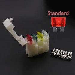 Porta-fusível automático com Terminal Médio Médio Caixa de fusíveis, isqueiro branco, frontal para fusíveis padrão, 4 Way Starter, 1 conjunto