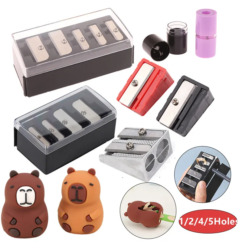 1 ชิ้น 1/2/4/5 หลุม Sharpener ดินสออเนกประสงค์ Sharpener พร้อมฝาปิดสําหรับอายไลเนอร์ Lipliner ดินสอ