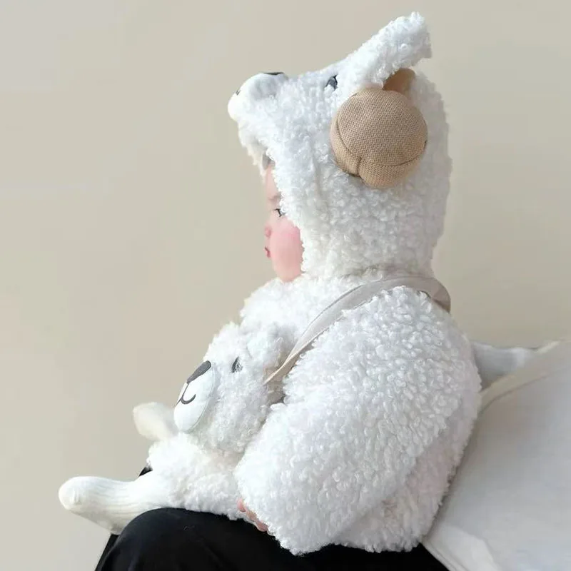 ملابس شتوية للأطفال الأولاد والبنات من IYEAL، بدلة أطفال لطيفة للغاية، ملابس خارجية شتوية سميكة، ملابس خارجية من الصوف اللطيف والدافئ