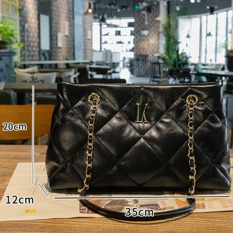 Bolso Tote 2026, Nueva Bolsa de Mujer de Gran Capacidad con Diseño de Diamantes, Cuero Suave de Lujo Ligero, Bolso Casual Versátil de un Solo Hombro