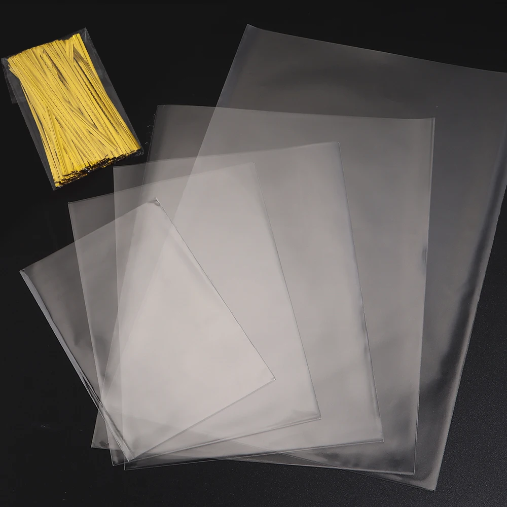 100 Stück/Lot transparente, flache Plastiktüten mit Drehverschluss für Lebensmittel, Kekse, Süßigkeiten, Verpackungsbeutel, Bäckerei-Geschenkverpackungstüten – Detail 6