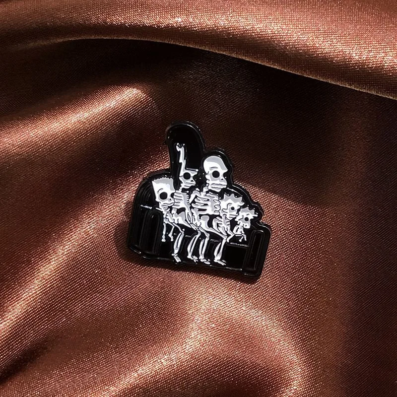 New Cartoon Anime Figure Brooch Funny Skeleton The Simpsons Metal Enamel Pin Halloween Series Clothing Decor Gift - view 6